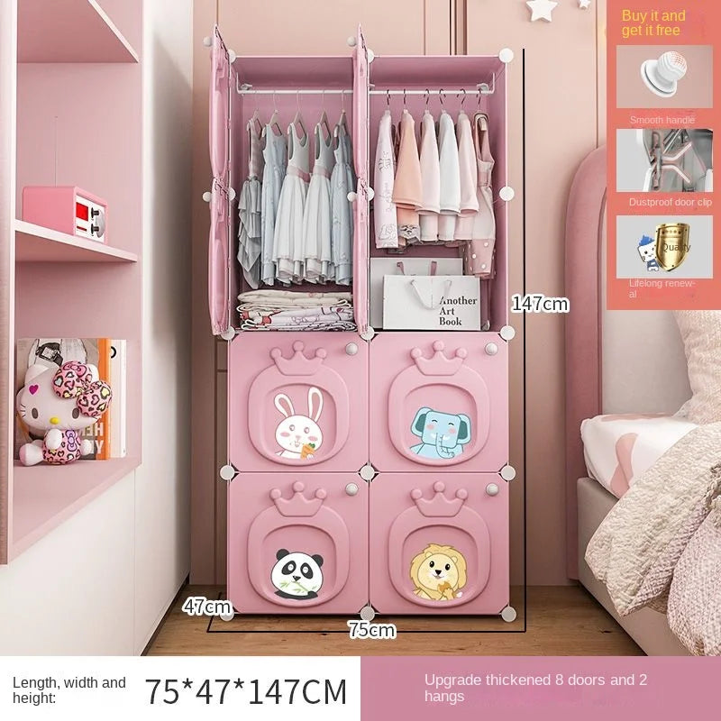 Modern Simplicity Children Bedroom Furniture Folding Wardrobe Cabinets Storage Locker Plastic Collapsible Box Clothes Closet