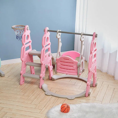 BabyBlush Toddler Swing, Slide & Basketball Playset