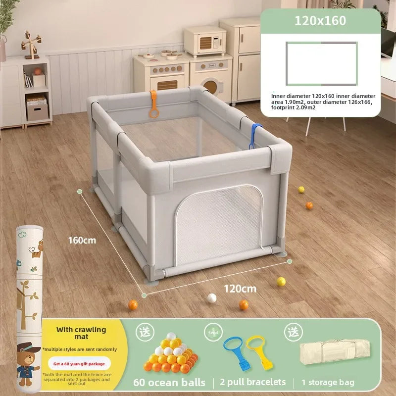 Safety Fence Foldable Baby Playpen Indoor Toddler Activity Area Crawling Mat Easy Assembly Non-Toxic Materials Indoor Playground