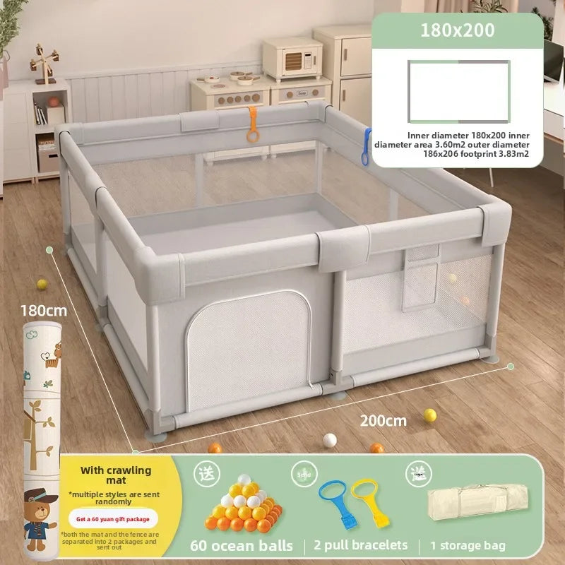 Safety Fence Foldable Baby Playpen Indoor Toddler Activity Area Crawling Mat Easy Assembly Non-Toxic Materials Indoor Playground