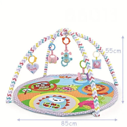 Baby Play Gym Play Mat Tummy Time Fitness Frame Activity Rack with 5 Detachable Toys Newborn Sensory Skill Development Kids Rug