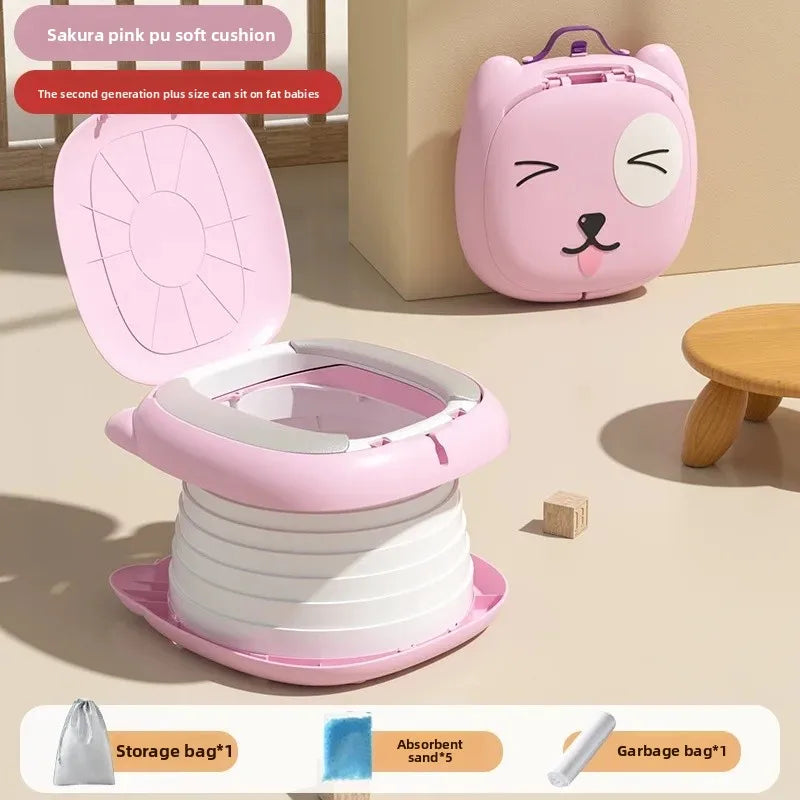 Portable Folding Children's Toilet Trainer for Outdoor Camping Car Travel Emergency Urinal Basin Baby Training Seat