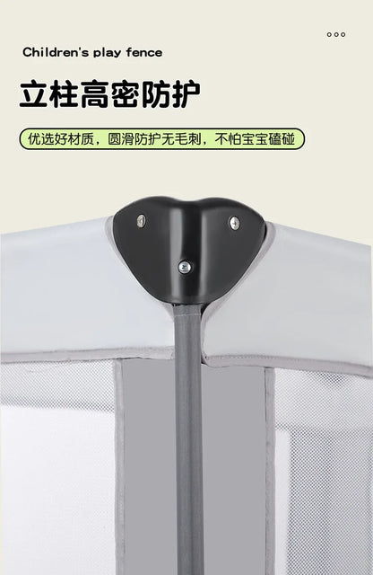 Portable Playpen Bed with Protective Fence, Foldable Safety Crib for Toddler, Multifunctional Baby Bed and Home Activity Center