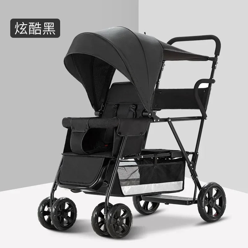 2025The Twin Strollers Sit Back and Forth in The Wheelbarrow, The Size of The Trolley, The Twin Trolley Can Sit and Lie Down.