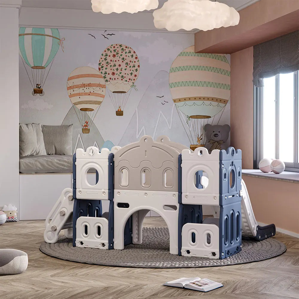 BabyBlush Indoor Kids Playset with Slide & Basketball Hoop