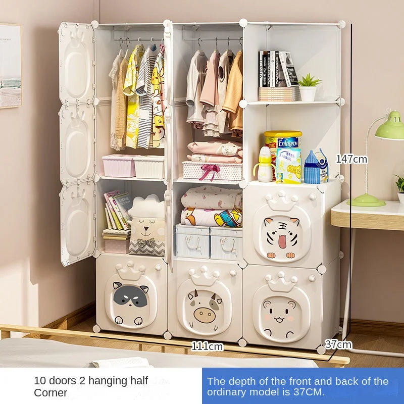 Modern Simplicity Children Bedroom Furniture Folding Wardrobe Cabinets Storage Locker Plastic Collapsible Box Clothes Closet