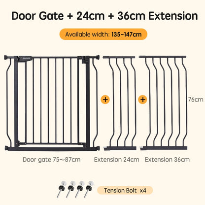 75~147cm Fence Playpen Baby Gate Children's Safety Barrier Stair Security Door for Dogs Pressure-mounted Baby Safety Gate