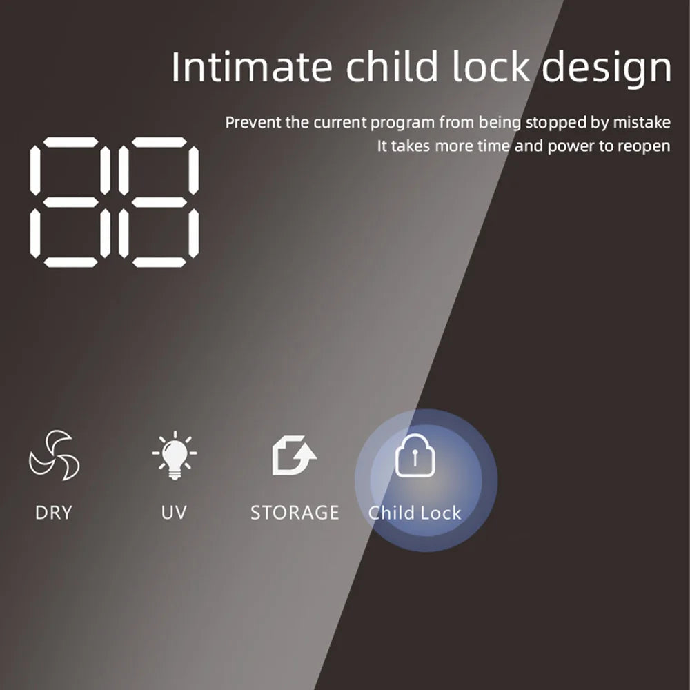 100W Baby Bottle Sterilizer Dryer UV Sterilizer for Bottle 3-in-1 Disinfection Cabinet 8L Low Noise with LCD Screen Timer