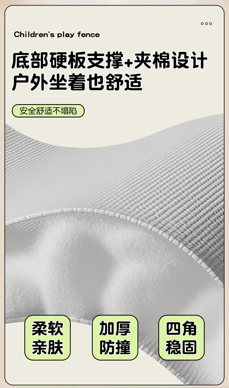 Portable Playpen Bed with Protective Fence, Foldable Safety Crib for Toddler, Multifunctional Baby Bed and Home Activity Center