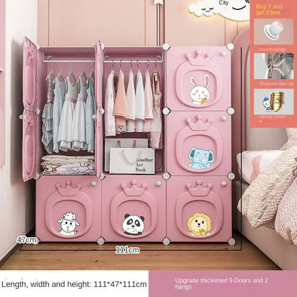 Modern Simplicity Children Bedroom Furniture Folding Wardrobe Cabinets Storage Locker Plastic Collapsible Box Clothes Closet