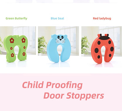 10Pcs  Baby Safety For Newborn Furniture Protection Card Door Stopper Security Cute Animal Care Child Lock Finger Protector