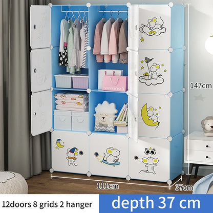 Diy Foldable Bedroom Organizer Closet Baby Wardrobe Plastic Kids Plastic Storage Cabinet Wardrobe For Clothes