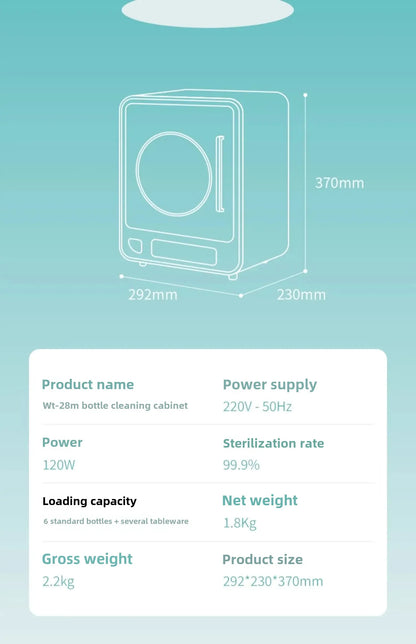 Baby Bottle Sterilizer with Pasteurization, 23L UV Disinfection Cabinet, Multi-functional Disinfection Pot for Baby Accessories