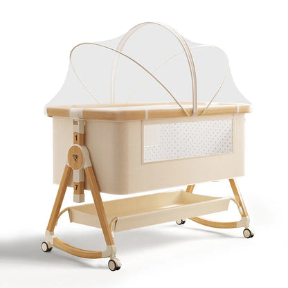 Multifunctional Baby Crib – Adjustable Height, Foldable & Movable