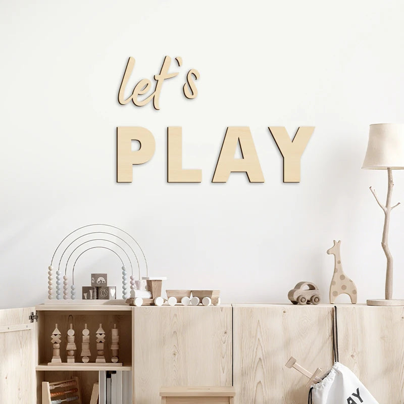 “Let’s Play” Wooden Wall Sign – Playroom Magic Starts Here