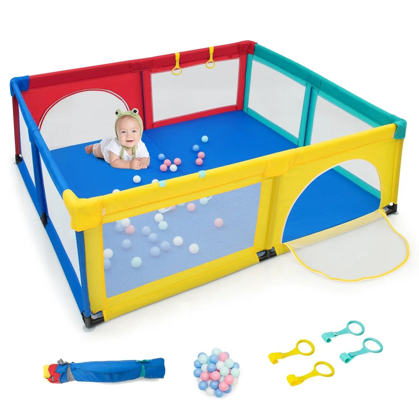 BabyBlush Large Portable Baby Playpen with 50 Ocean Balls