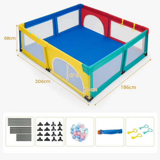 BabyBlush Large Portable Baby Playpen with 50 Ocean Balls