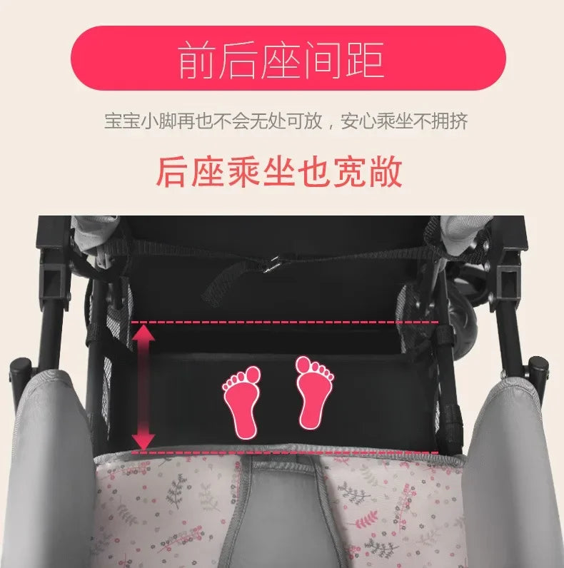 2025The Twin Strollers Sit Back and Forth in The Wheelbarrow, The Size of The Trolley, The Twin Trolley Can Sit and Lie Down.