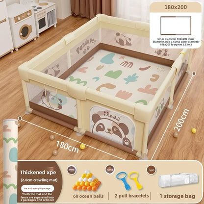 Safety Fence Foldable Baby Playpen Indoor Toddler Activity Area Crawling Mat Easy Assembly Non-Toxic Materials Indoor Playground