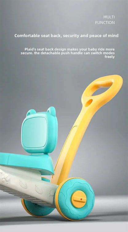 Three-in-One Early Education Baby Walker Stroller Steerable Anti-Tip Multifunctional Toddler Toy Car for Babies Learning to Walk