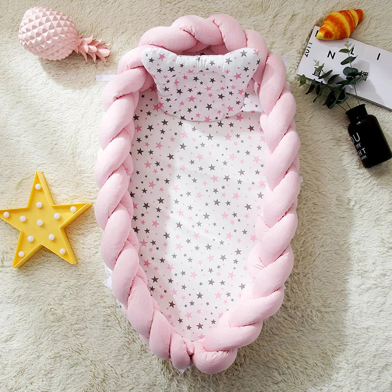 Portable Baby Nest Pillow – Bed-in-Bed Bionic Baby Lounger with 3D Protection