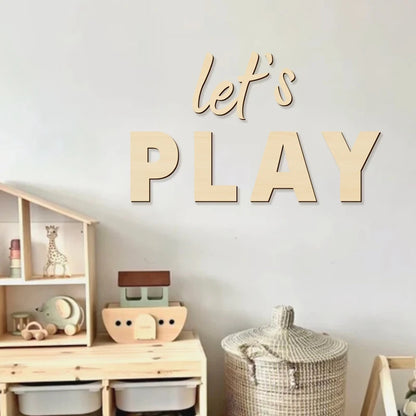 “Let’s Play” Wooden Wall Sign – Playroom Magic Starts Here