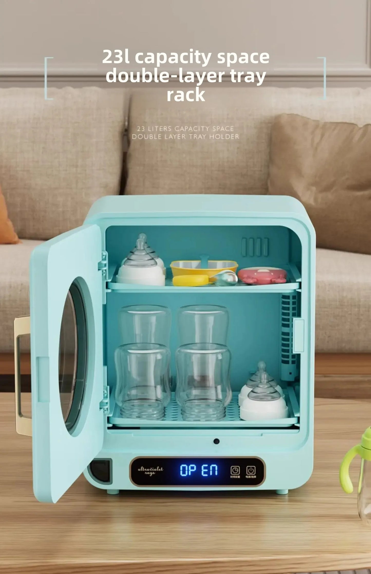 Baby Bottle Sterilizer with Pasteurization, 23L UV Disinfection Cabinet, Multi-functional Disinfection Pot for Baby Accessories