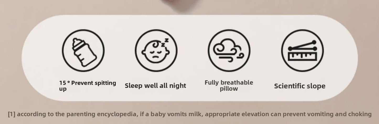 Baby Slope Pillow - Breathable Newborn Pillow for Preventing Milk Choking and Spitting Up - Lying-Down Feeding and Sleeping Aid