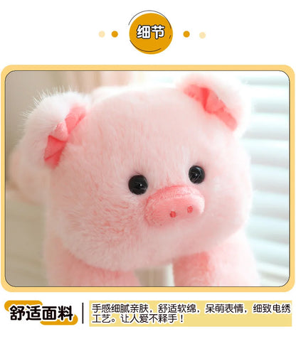 Pink Pig Soft Stuffed Plush Toys Lie Down Cute Pig Dolls Love Tail Cushion Stuffed Plushies Valentine's Day Gifts For Girls