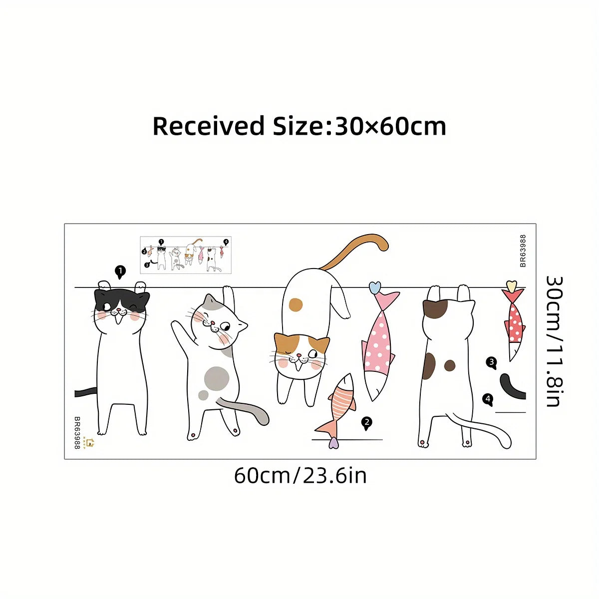 Cute Cat & Fish Wall Stickers – Playful Nursery Charm