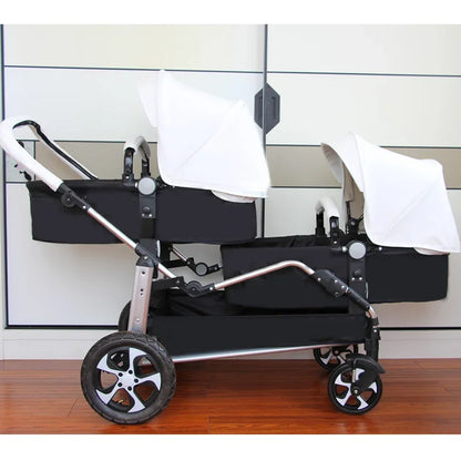 New Eggshell Twin Stroller Two-way Twin Stroller 2-in-1 Twin Children's Stroller Double Sleeping Basket with Adjustable Angle