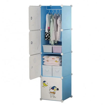 Diy Foldable Bedroom Organizer Closet Baby Wardrobe Plastic Kids Plastic Storage Cabinet Wardrobe For Clothes