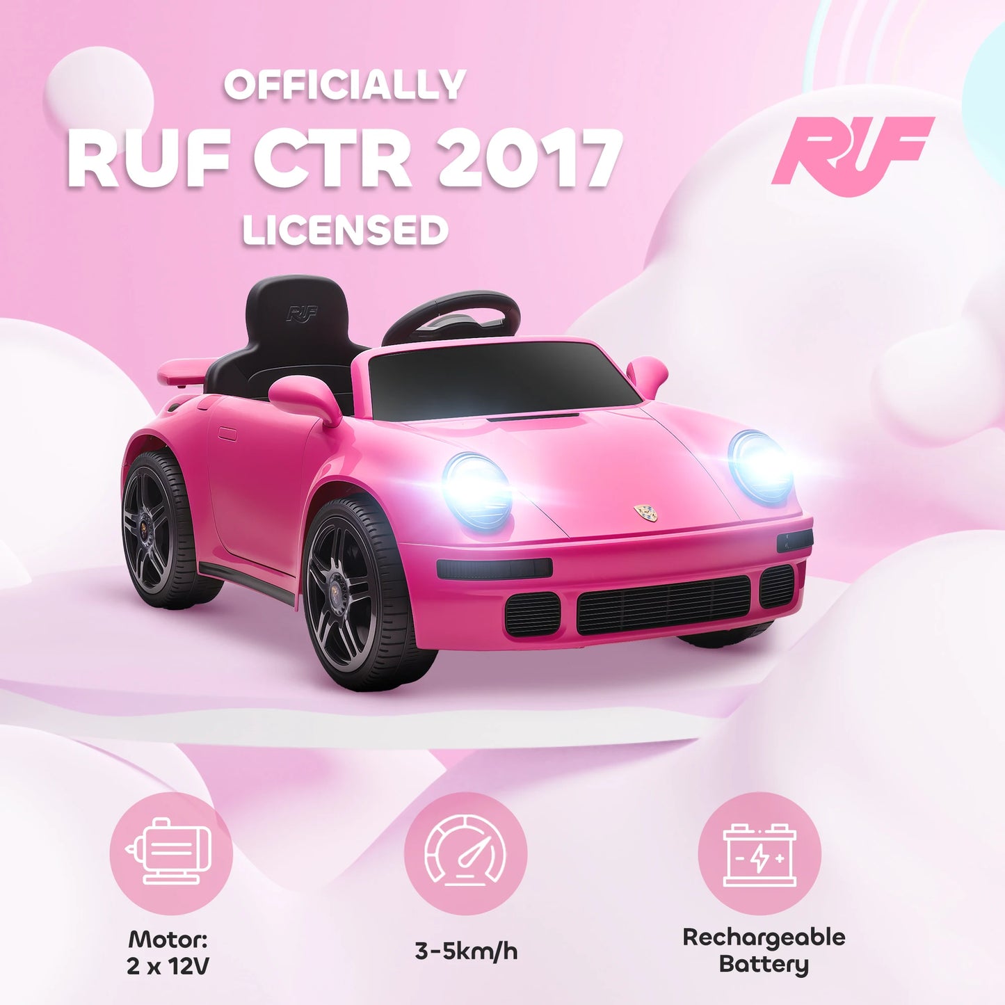 BabyBlush Pink Electric Ride-On Sports Car with Remote Control