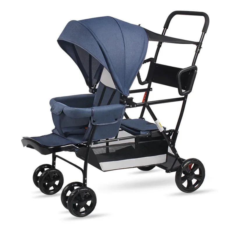 2025The Twin Strollers Sit Back and Forth in The Wheelbarrow, The Size of The Trolley, The Twin Trolley Can Sit and Lie Down.