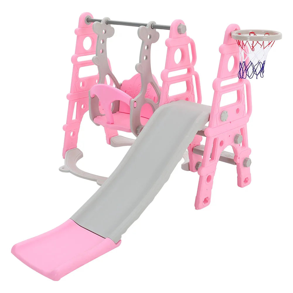 BabyBlush Toddler Swing, Slide & Basketball Playset