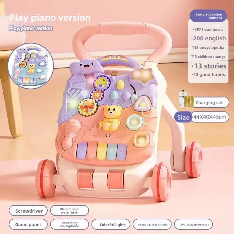 Anti-Tip Baby Walker Push Cart Toy for Learning to Walk 3-18 Months Hand Push Step Assisting Child Development Products