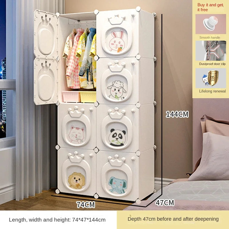 Modern Simplicity Children Bedroom Furniture Folding Wardrobe Cabinets Storage Locker Plastic Collapsible Box Clothes Closet