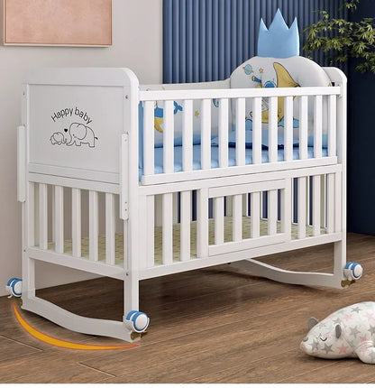 European Style 6-in-1 White Wooden Baby Crib