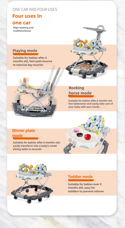 Anti-rollover Children's Multi-functional Baby Walker Baby Trolley with Musical Walker