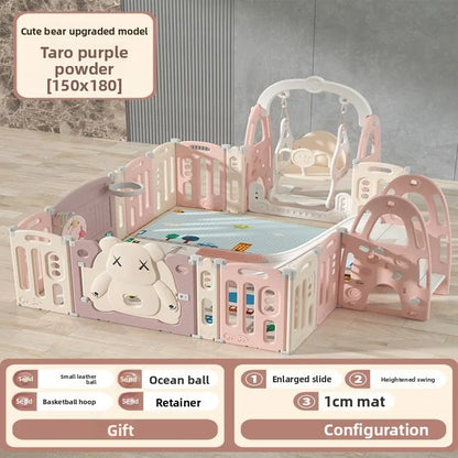 Kids Indoor Safety Playpen Foldable Baby Barrier Slide Swing Fun Activity Center Toddlers Home Use Secure Protective Play Area