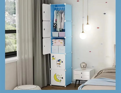 Diy Foldable Bedroom Organizer Closet Baby Wardrobe Plastic Kids Plastic Storage Cabinet Wardrobe For Clothes