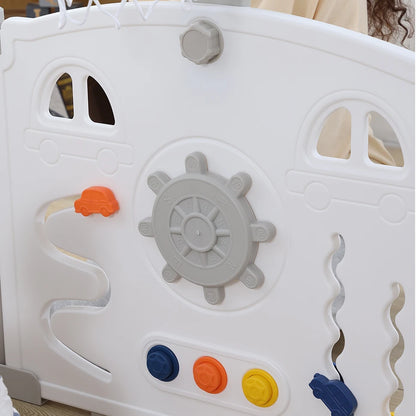 BabyBlush Foldable Baby Playpen with Basketball Hoop & 50 Pit Balls (14 Panel)