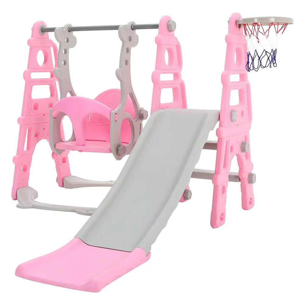 BabyBlush Toddler Swing, Slide & Basketball Playset