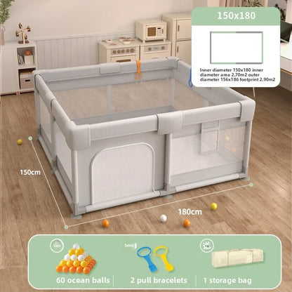 Safety Fence Foldable Baby Playpen Indoor Toddler Activity Area Crawling Mat Easy Assembly Non-Toxic Materials Indoor Playground