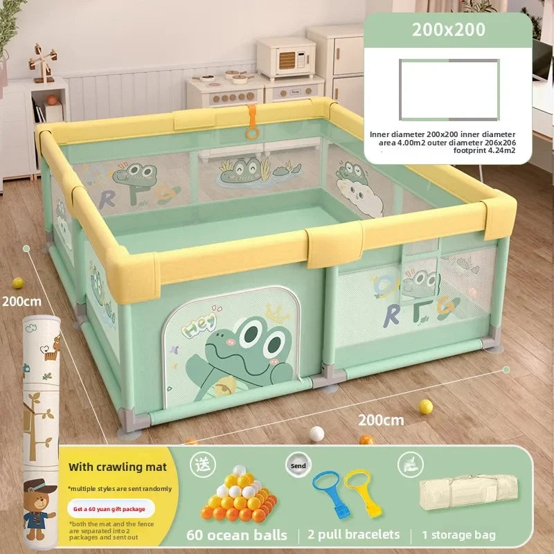 Safety Fence Foldable Baby Playpen Indoor Toddler Activity Area Crawling Mat Easy Assembly Non-Toxic Materials Indoor Playground