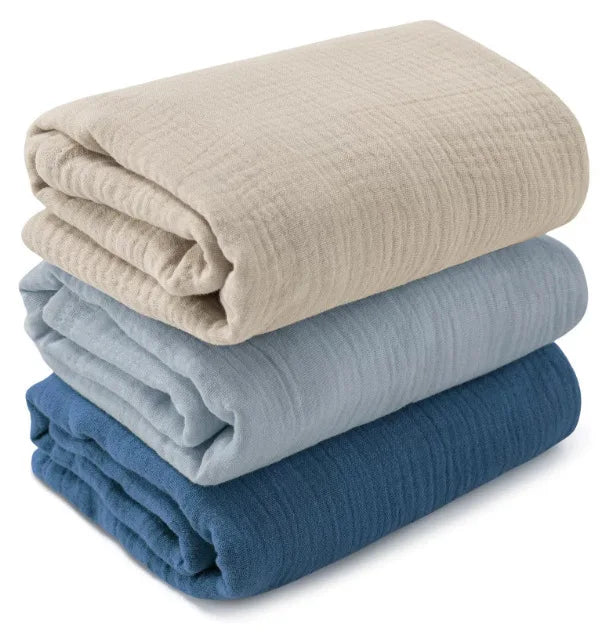 Baby cotton yarn quilt three-piece wrapping towel newborn six-layer wrapping blanket