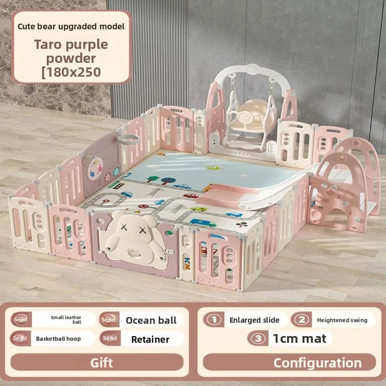 Kids Indoor Safety Playpen Foldable Baby Barrier Slide Swing Fun Activity Center Toddlers Home Use Secure Protective Play Area