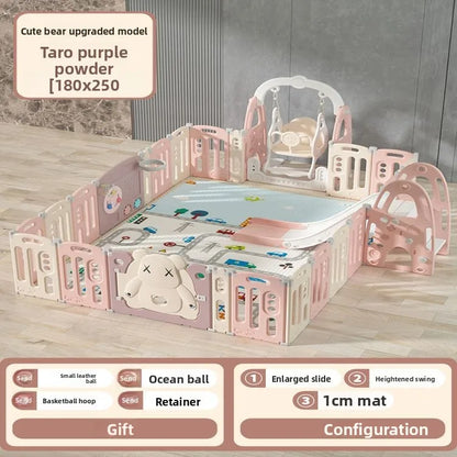 Kids Indoor Safety Playpen Foldable Baby Barrier Slide Swing Fun Activity Center Toddlers Home Use Secure Protective Play Area