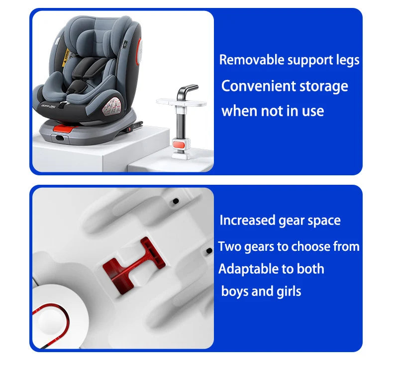 Child Car Safety Seats with ISOFIX for Baby Adjustable 360 Rotating Direction Angle 0-12 Years Suitable Car Seat with Footrest