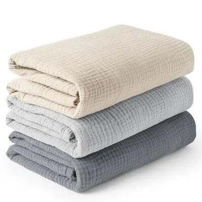 Baby cotton yarn quilt three-piece wrapping towel newborn six-layer wrapping blanket